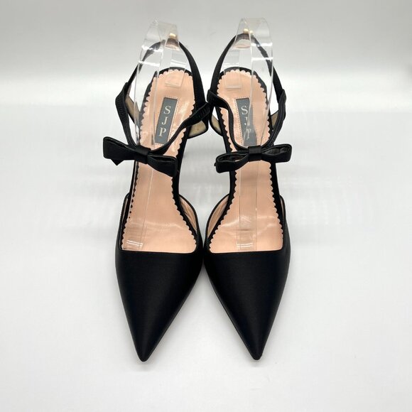 SJP Sarah Jessica Parker 42 EU 12 US Pola Black Point Toe Bow Heels Pumps Shoes - Picture 3 of 13